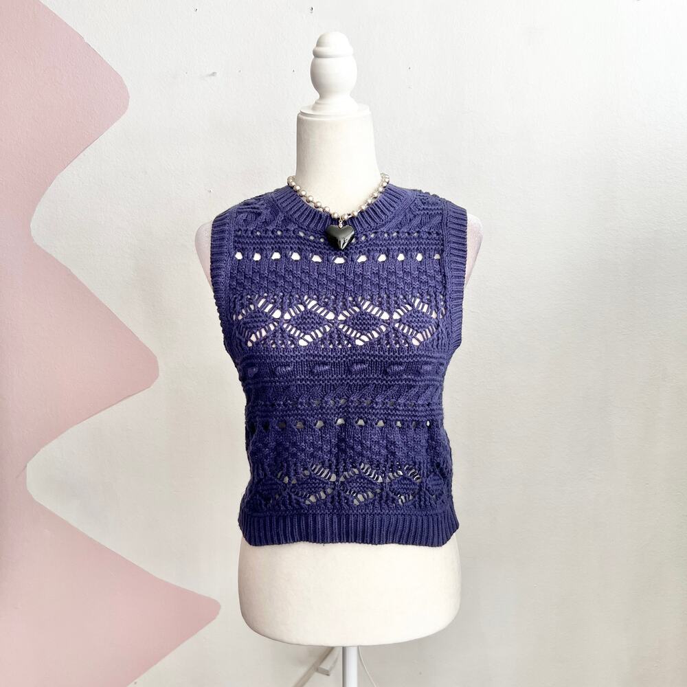 Madewell Blue Sweater Vest Preppy Academia Classic‎ Minimalist Retro XS